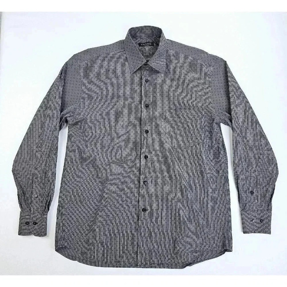 Canali Size Medium Pewter Gray Pattern Men's Long Sleeve Embossed Buttons Shirt - Picture 1 of 12